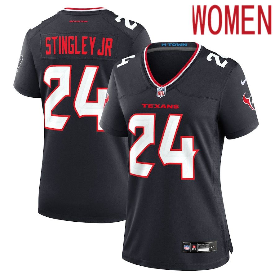 Women Houston Texans #24 Derek Stingley Jr. Nike Navy Game NFL Jersey->->Women Jersey